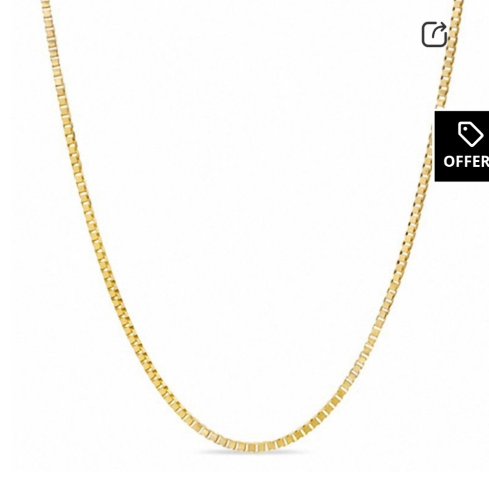 AUTHENTIC SOLID 14K YELLOW GOLD OVER STERLING SILVER BOX CHAIN NECKLACE 22"